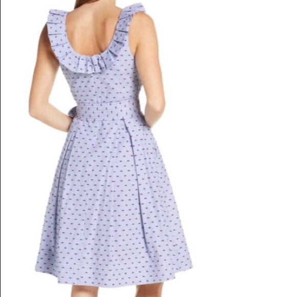 1901 Stripe Pleat Collar Fit & Flare Dress size 4 - Picture 2 of 16